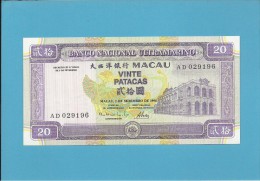 MACAO MACAU - 20 PATACAS - 1.9.1996 - P 66 - UNC. - PORTUGAL - Macau