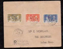 Seychellen Seychelles 1937 Registered Cover Local Used Royal Wedding - Seychellen (...-1976)