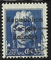 EMISSIONI LOCALI TERAMO 1944 SOPRASTAMPATO D´ ITALIA ITALY OVERPRINTED  CENT. 35  ANNULLATO USED - Lokale/autonome Uitgaven