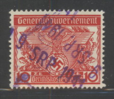 POLAND 1939 GENERAL GOUVERNMENT (WW2 3RD REICH OCCUPATION) GERICHTSKOSTEN (COURT REVENUE) 10ZL RED BF#06 - Fiscale Zegels
