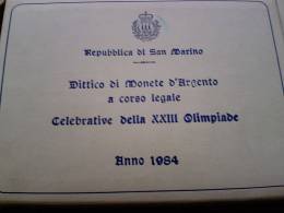 SAN MARINO - ANNO 1984 - DITTICO OLIMPIADI LOS ANGELES  LIRE 500 + 1000 In ARGENTO FDC In CONFEZIONE ORIGINALE - Saint-Marin