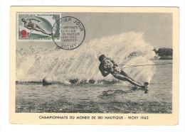 FRANCE FRANCAISE MK MC MAXIMUM CARD 1963 WORLD CHAMPIONSKIP WATER SKIING VICHY SKI NAUTIQUE - Wasserski