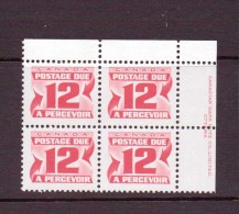 CANADA 1977/78 TAXE BLOC DE 4  YVERT N°T43  NEUF MNH** - Strafport