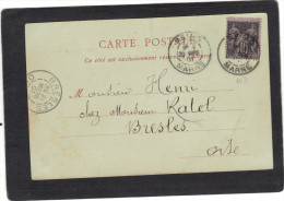Yvert 103 Sage  Cachet Reims Marne 1901 Sur Carte Postale Pour Bresles Oise - 1898-1900 Sage (Type III)