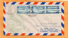 Via Trans Pacific San Francisco To Philippines 1935 Air Mail Cover - 1c. 1918-1940 Lettres