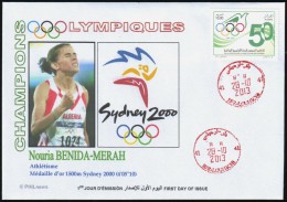 ALGERIE ALGERIA 2013  - FDC - Algerian Olympic Committee   - Athletics Gold Medallist - Ete 2000: Sydney