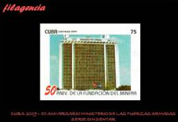 PIEZAS. CUBA MINT. 2009-35 50 ANIVERSARIO DEL MINISTERIO DE LAS FUERZAS ARMADAS. SERIE SIN DENTAR - Geschnittene, Druckproben Und Abarten