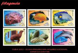 PIEZAS. CUBA MINT. 2010-09 50 ANIVERSARIO DEL ACUARIO NACIONAL. FAUNA MARINA. PECES. SERIE SIN DENTAR - Sin Dentar, Pruebas De Impresión Y Variedades