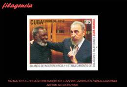 PIEZAS. CUBA MINT. 2010-16 20 ANIVERSARIO DE LAS RELACIONES DIPLOMÁTICAS CUBA-NAMIBIA. SERIE SIN DENTAR - Non Dentelés, épreuves & Variétés