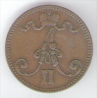 FINLANDIA-RUSSIA 5 PENNIA 1866 ALESSANDRO II - Finlande