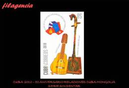 PIEZAS. CUBA MINT. 2010-47 50 ANIVERSARIO DE LAS RELACIONES DIPLOMÁTICAS CUBA-MONGOLIA. SERIE SIN DENTAR - Geschnittene, Druckproben Und Abarten