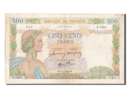 Billet, France, 500 Francs, 500 F 1940-1944 ''La Paix'', 1943, 1943-01-07, TB+ - 500 F 1940-1944 ''La Paix''