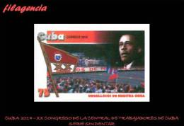 PIEZAS. CUBA MINT. 2014-06 XX CONGRESO DE LA CENTRAL DE TRABAJADORES DE CUBA. SERIE SIN DENTAR - Imperforates, Proofs & Errors