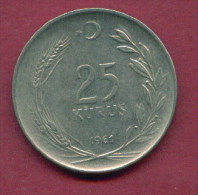 F3468 / -  25 Kurus -  1961  -  Turkey Turkije Turquie Turkei  - Coins Munzen Monnaies Monete - Turquie