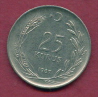 F3469 / -  25 Kurus -  1967  -  Turkey Turkije Turquie Turkei  - Coins Munzen Monnaies Monete - Türkei