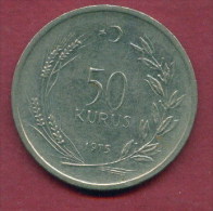 F3475 / -  50 Kurus -  1975  -  Turkey Turkije Turquie Turkei  - Coins Munzen Monnaies Monete - Turquia