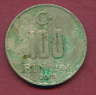 F3490 / -  100 000 Lira - 100 BIN  Lira -  2003  -  Turkey Turkije Turquie Turkei  - Coins Munzen Monnaies Monete - Turquia