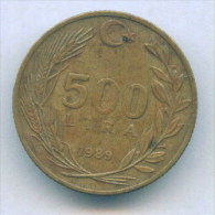 F3494 / -  500 Lira -  1989  -  Turkey Turkije Turquie Turkei  - Coins Munzen Monnaies Monete - Turkey