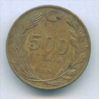 F3494 / -  500 Lira -  1989  -  Turkey Turkije Turquie Turkei  - Coins Munzen Monnaies Monete - Turchia