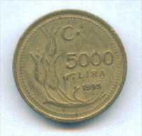 F3500 / -  5 000 Lira -  1995  -  Turkey Turkije Turquie Turkei  - Coins Munzen Monnaies Monete - Turkije