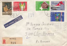 ALBERT ANKER, HANDICAPS, HOUSE, PLANE, GEOMETRY, STAMPS ON REGISTERED COVER, 1981, SWITZERLAND - Storia Postale