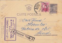 KING MICHAEL STAMPS ON PC STATIONERY, ENTIER POSTAL, CENSORED TURDA NR 4, 1944, ROMANIA - World War 2 Letters