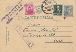 KING MICHAEL STAMPS ON PC STATIONERY, ENTIER POSTAL, CENSORED TURDA NR 5, 1944, ROMANIA - 2de Wereldoorlog (Brieven)