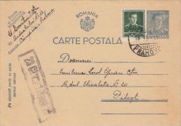 KING MICHAEL STAMPS ON PC STATIONERY, ENTIER POSTAL, CENSORED PLOIESTI NR 23, 1944, ROMANIA - 2de Wereldoorlog (Brieven)
