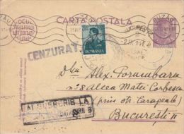 KING MICHAEL STAMP ON PC STATIONERY, ENTIER POSTAL, CENSORED, 1941, ROMANIA - World War 2 Letters