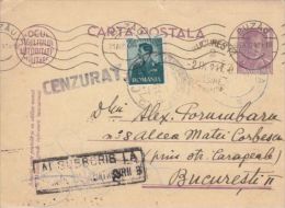 KING MICHAEL STAMP ON PC STATIONERY, ENTIER POSTAL, CENSORED, 1941, ROMANIA - Lettres 2ème Guerre Mondiale