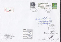 Denmark Registered Einschreiben AALBORG ØST Label 1998 Cover Retur Afsender Cds. Europa CEPT Stamp (2 Scans) - Lettres & Documents