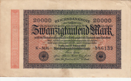 Billets - B1095 -  Allemagne   - Billet  20 000   Mark 1923 ( Type, Nature, Valeur, état... Voir  Double Scan) - 20000 Mark