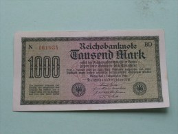 TAUSEND MARK Berlin 1922 / N° N 161034 - BD   ( For Grade, Please See Photo ) ! - 1.000 Mark