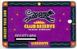 The Reserve Casino, Central City, CO,  U.S.A., Older Used Slot Or Player´s Card,  Reserve-1 - Carte Di Casinò