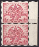 Australia 1946 Peace 21/2d MNH Pair - Ungebraucht