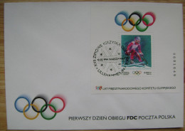 1994 POLAND POLSKA FDC WINTER OLYMPIC GAMES LILLEHAMMER NORWAY BLOCK ALPINE SKIING - Invierno 1994: Lillehammer