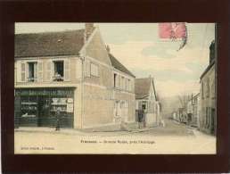 78 Freneuse Grande Route Près L'horloge  édit. Aumonier Couleur Toilée , Animée , A.ratel épicerie Mercerie Vins Liqueur - Freneuse