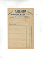 Facture Vierge , LA LEVURE ALSACIENNE , ALSA , Ets E. Moench , Nancy , 13.5 X 21 Cm , 2 Scans , Frais Fr : 1.80€ - Levensmiddelen