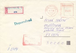 I2629 - Czechoslovakia (1989) 335 01 Nepomuk (recommended Makeshift Label) - Storia Postale