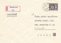 I2668 - Czechoslovakia (1986) 335 44 Kasejovice (postage Due Stamp!), R-letter, Tariff: 4,00 Kcs - Postage Due