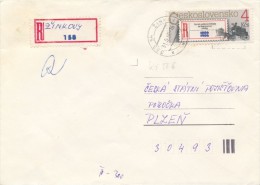 I2690 - Czechoslovakia (1989) 335 54 Zinkovy (recommended Makeshift Label); R-letter, Tariff: 4,00 Kcs - Lettres & Documents