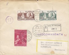 Vatican Registered Raccomandata CITTA DEL VATICANO 1960 Cover Lettera To Denmark Hl. Kasimir Complete Set (2 Scans) - Storia Postale