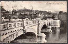 SPL 1909 TORINO PONTE UMBERTO I FP V SEE 3 SCANS ANIMATA CARRETI GUARDA INGRANDIMENTO - Ponts