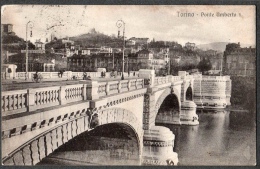 SPL 1909 TORINO PONTE UMBERTO I FP V SEE 3 SCANS ANIMATA CARRETI GUARDA INGRANDIMENTO - Brücken