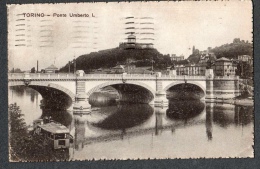 SPL 1927 TORINO PONTE UMBERTO I FP V SEE 3 SCANS ANIMATA BARCONE SUL PO GUARDA INGRANDIMENTO - Bridges