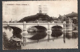 SPL 1927 TORINO PONTE UMBERTO I FP V SEE 3 SCANS ANIMATA BARCONE SUL PO GUARDA INGRANDIMENTO - Bruggen