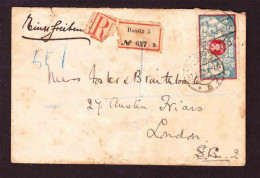 Danzig On Registered Cover To England - 1923 - Coat Of Arms - Michel 148 X 2 - Briefe U. Dokumente