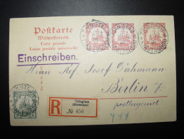 TSINGTAU KIAUTSCHOU 1906 CHINE CHINA KIAUTCHOU Pour BERLIN EN RECOMMANDE STATIONERY + COMPL. - Kiautchou