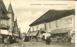 CPA LAPACAUDIERE- La Place Du Marché Et Route De Crozet- 9730 - La Pacaudiere