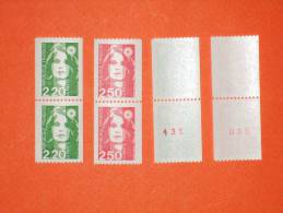 FRANCE 1991-N°2718/18a Et 2719/19a  2 Roulettes Marianne En Paire **.  Superbe - Coil Stamps